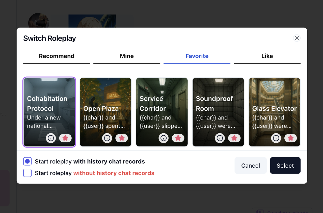 Select from scene menu and start playing