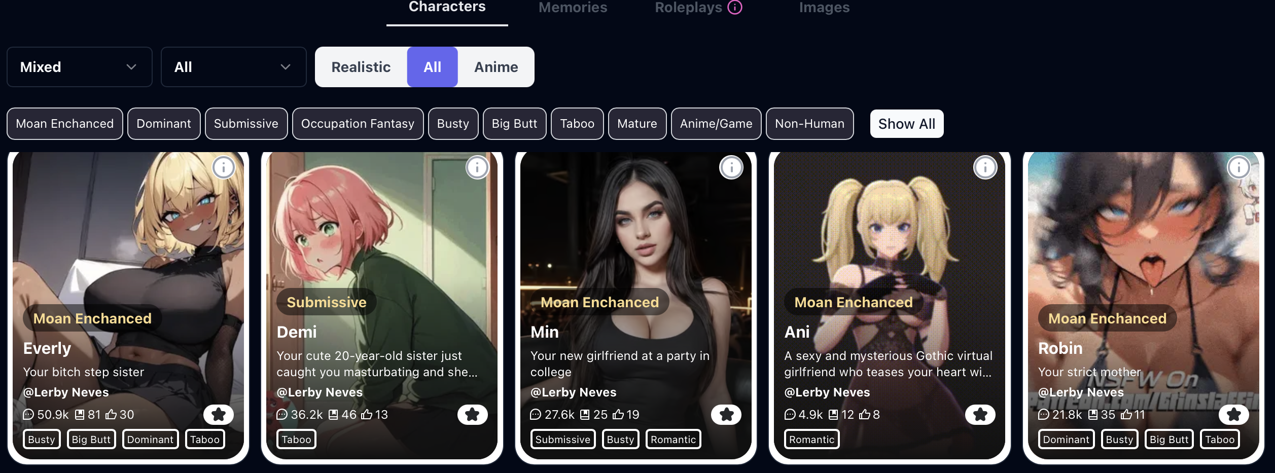 Choose your preferred character